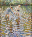 魚を捕まえる少年たち ニコライ・ボグダノフ・ベルスキー